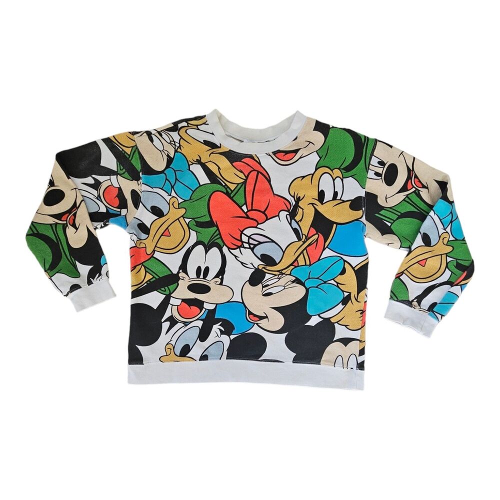 Vintage Disney Mickey & Friends Crew All Over Print‎ Colirful Sweatshirt Small